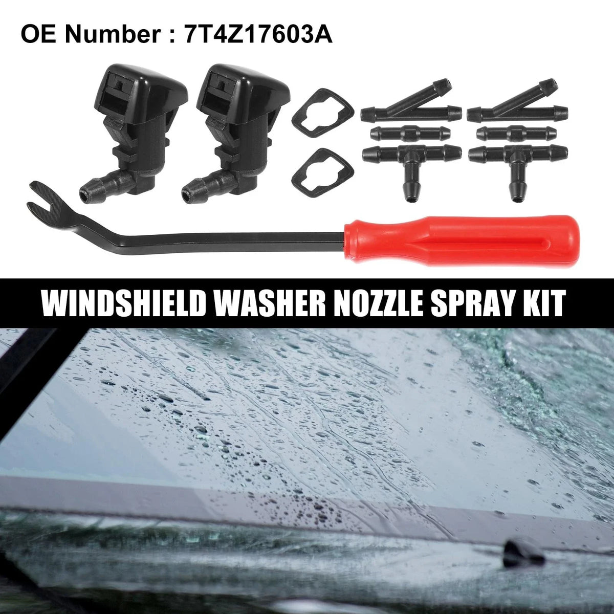 11pcs Front Windshield Washer Nozzle Kit 7T4Z17603A for Ford Edge (2007–2010)