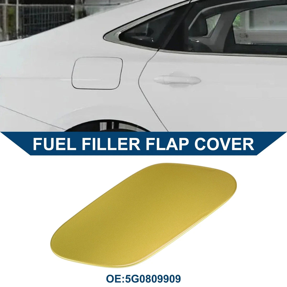 Fuel Tank Door Cap for Volkswagen Golf (2014–2018) Gold Tone