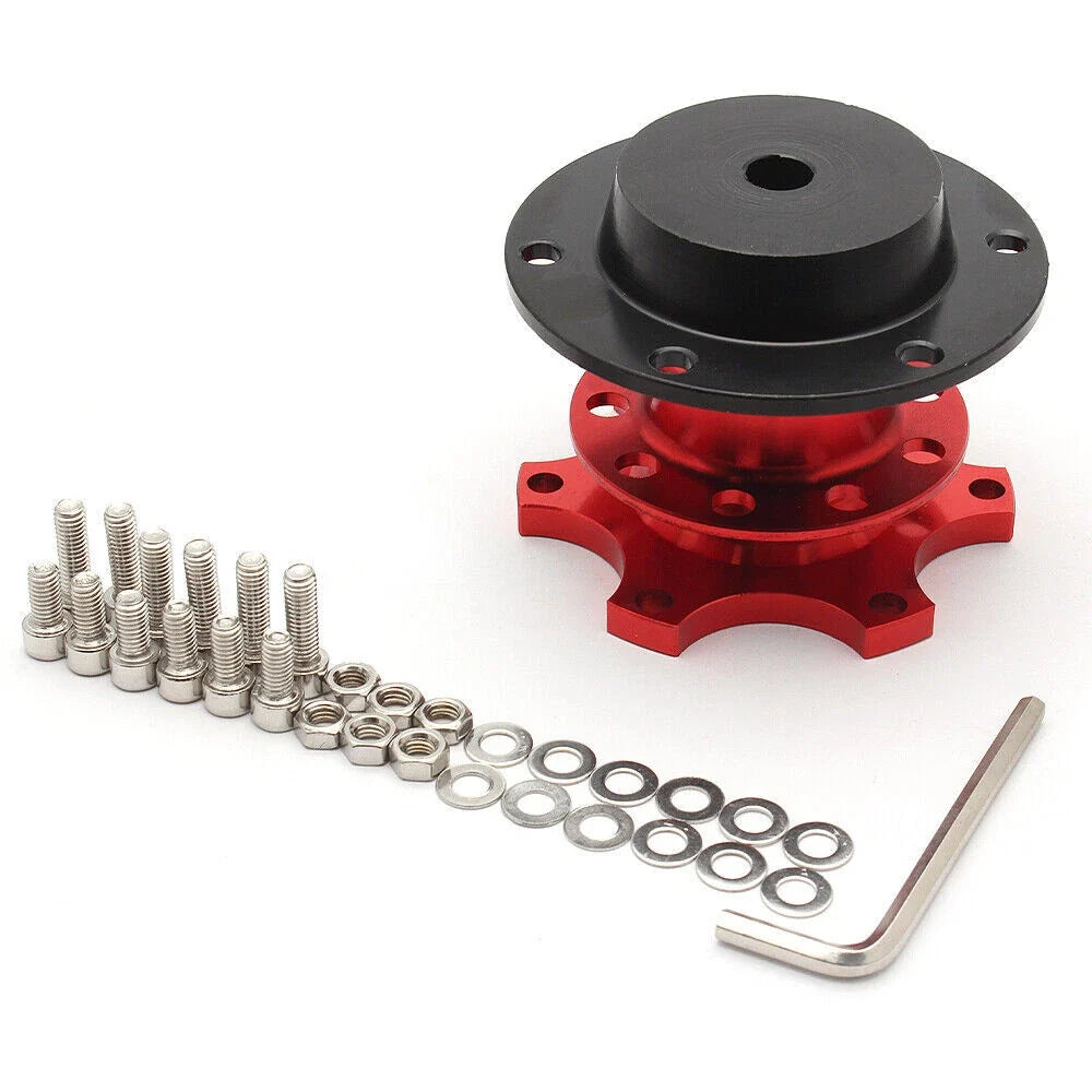 Steering Wheel Hub Adapter - Quick Release for Universal Cars (Red)