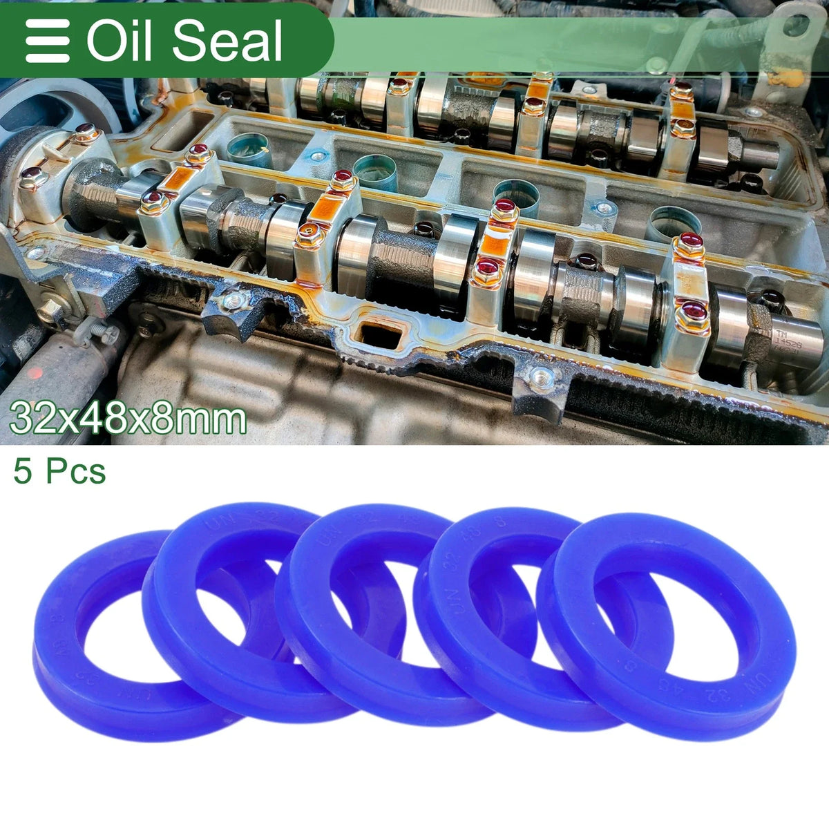 Set of 5 Oil Seal Ring 32x48x8mm for Rotary Shaft (TPU, High Pressure)