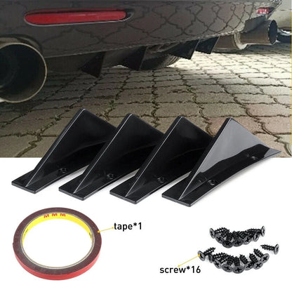 4X Rear Lip Spoiler Shark Fin Diffuser for Universal Vehicles 2010-2023