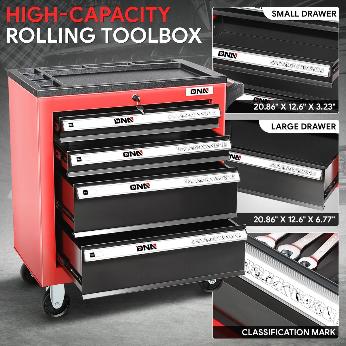 4-Drawer Rolling Tool Cart for Universal Use