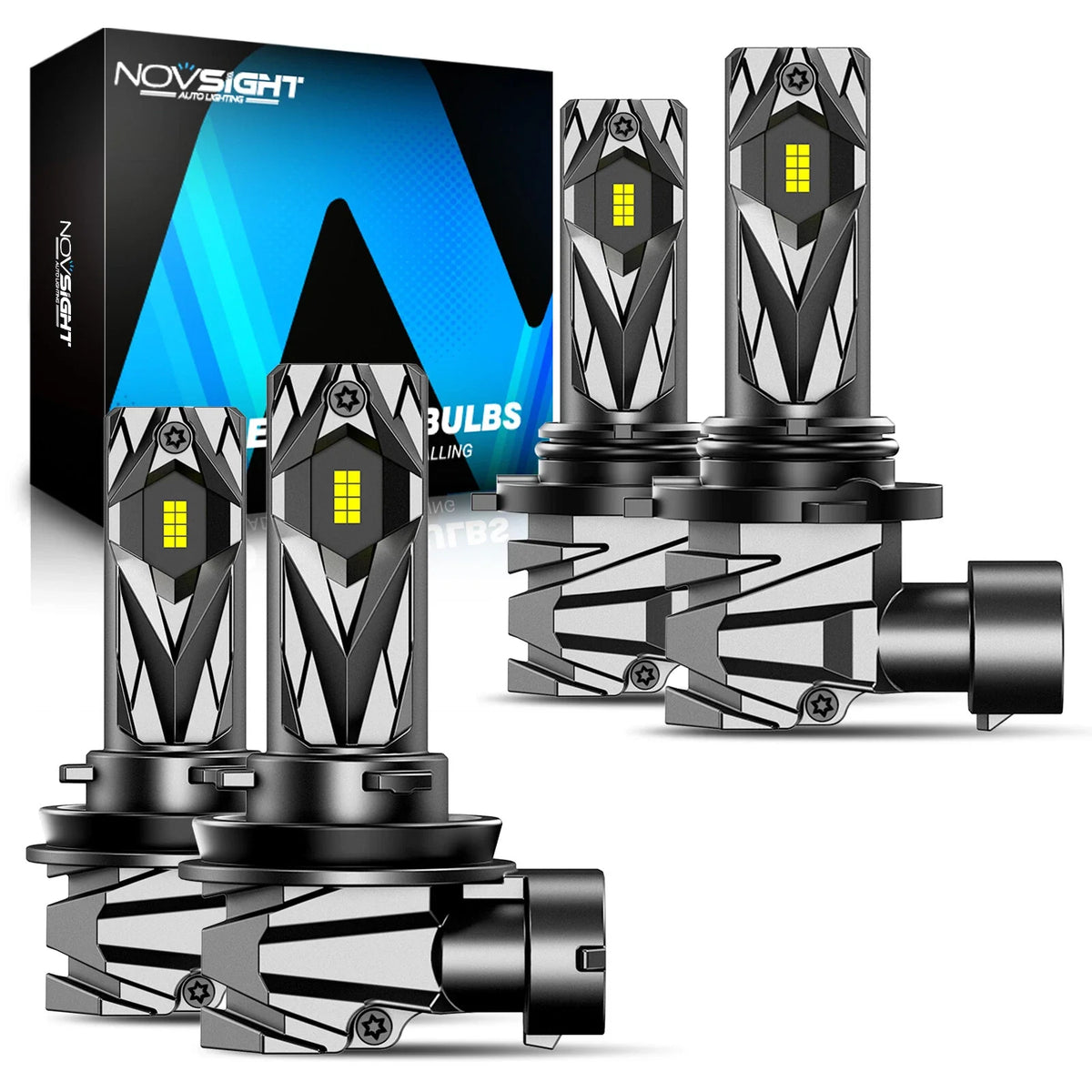 2X NOVSIGHT 9005 H11 LED Headlight Bulbs Kit 6500K 16000LM 60W for