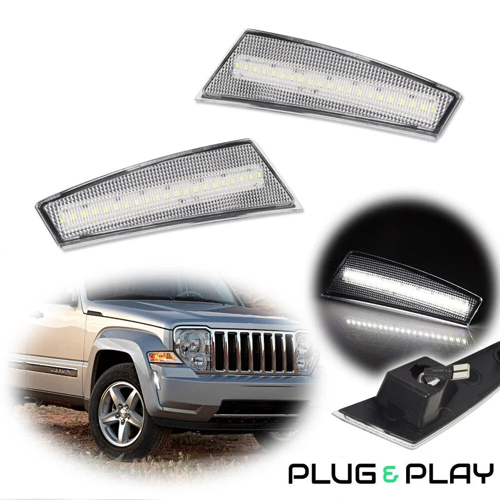 Clear Lens White LED Front Side Marker Lamp for Jeep Liberty (2008–2012)