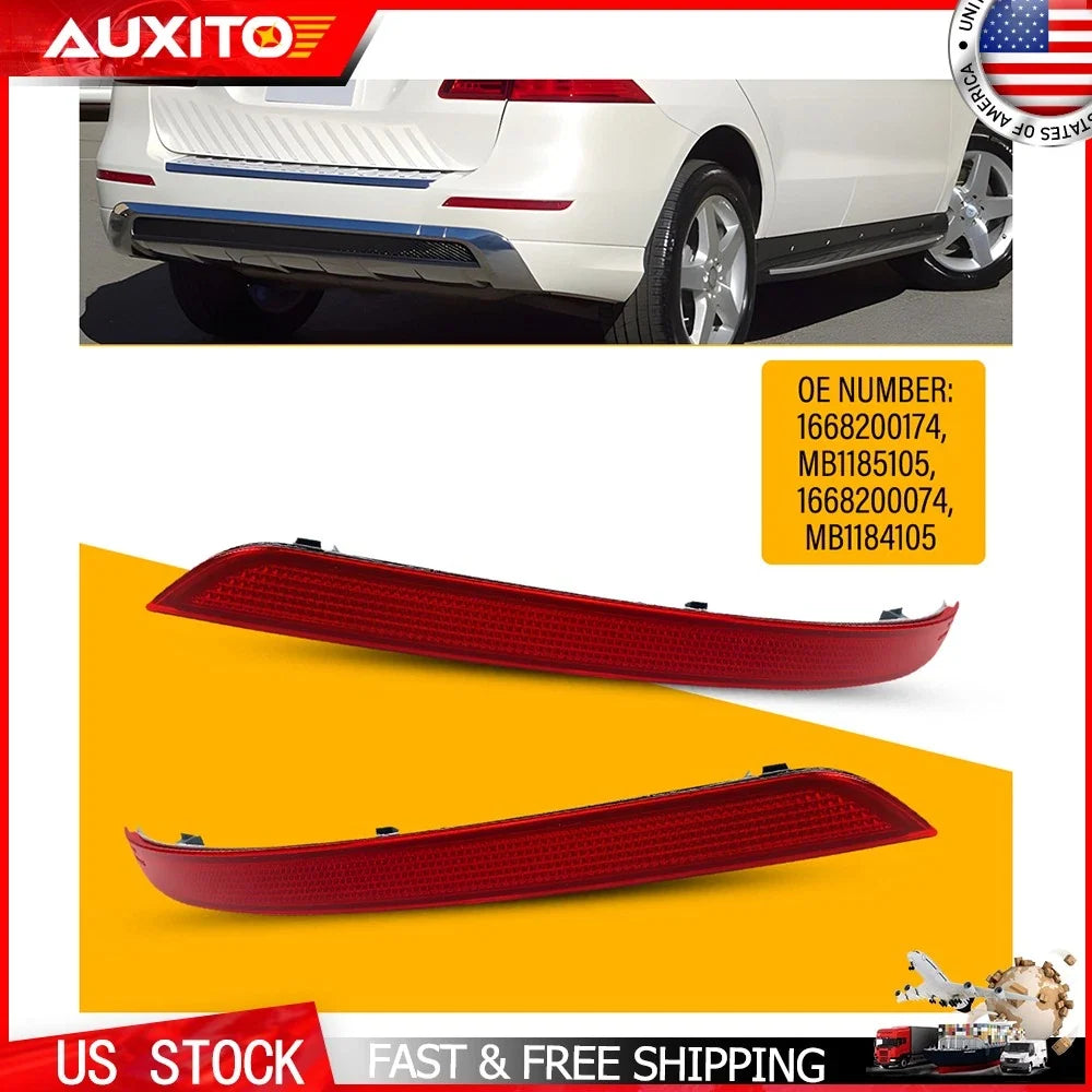 Pair Rear Bumper Reflector Light for Mercedes ML350 ML400 (2012–2015)