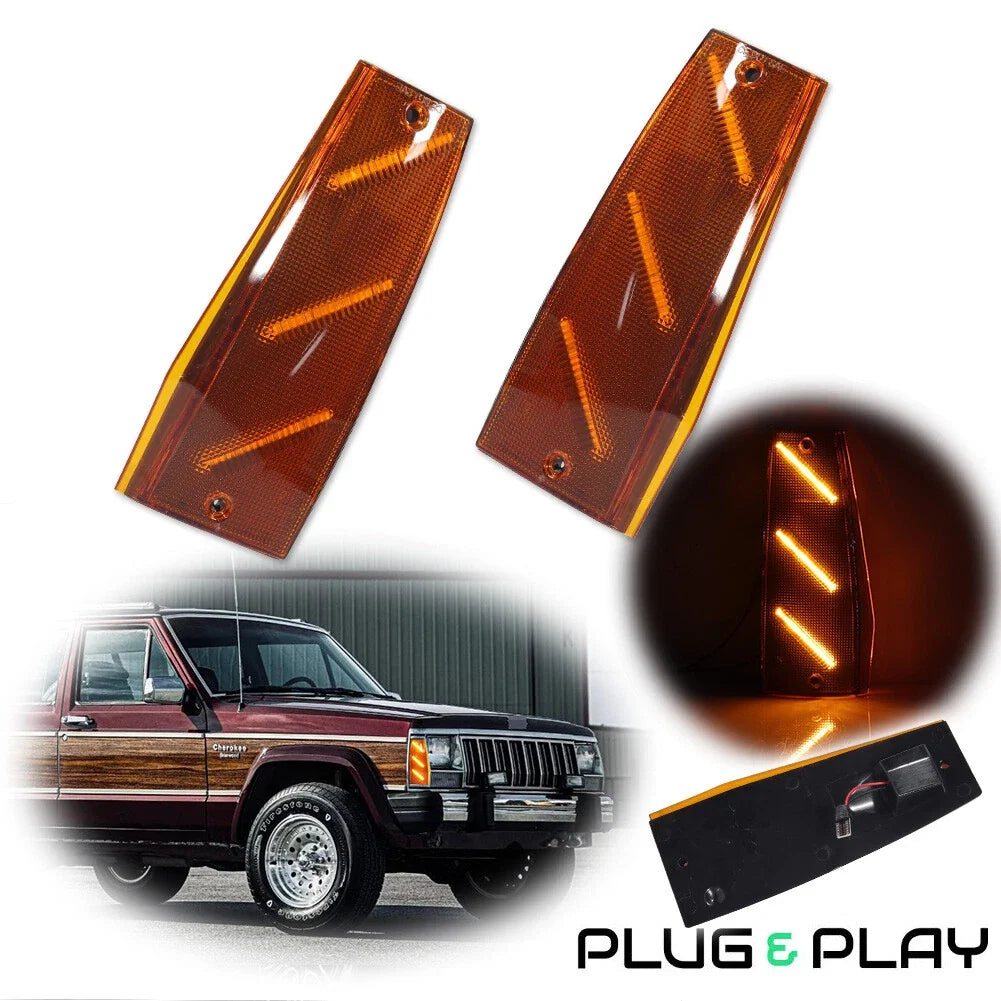 2X Yellow Amber LED Front Vertical Side Markers for Jeep Cherokee XJ