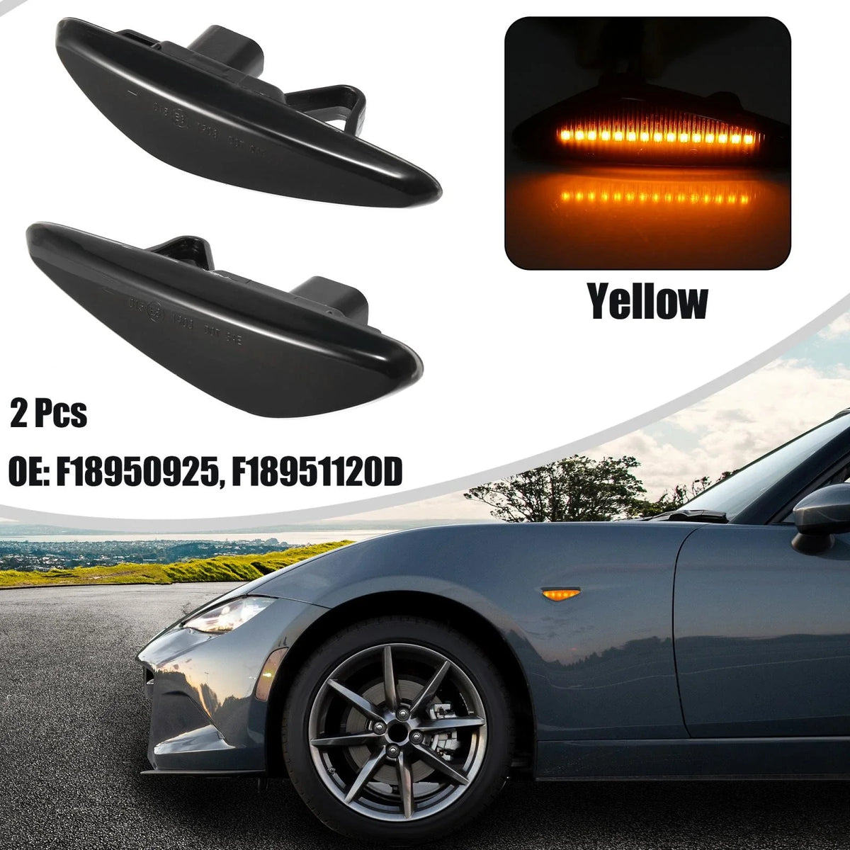 2X Side Marker Lights Turn Signal Light Assembly for Mazda 