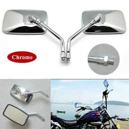 Rearview Mirrors, Chrome Rectangle for Yamaha V Star 650 950 1300 2003-2019