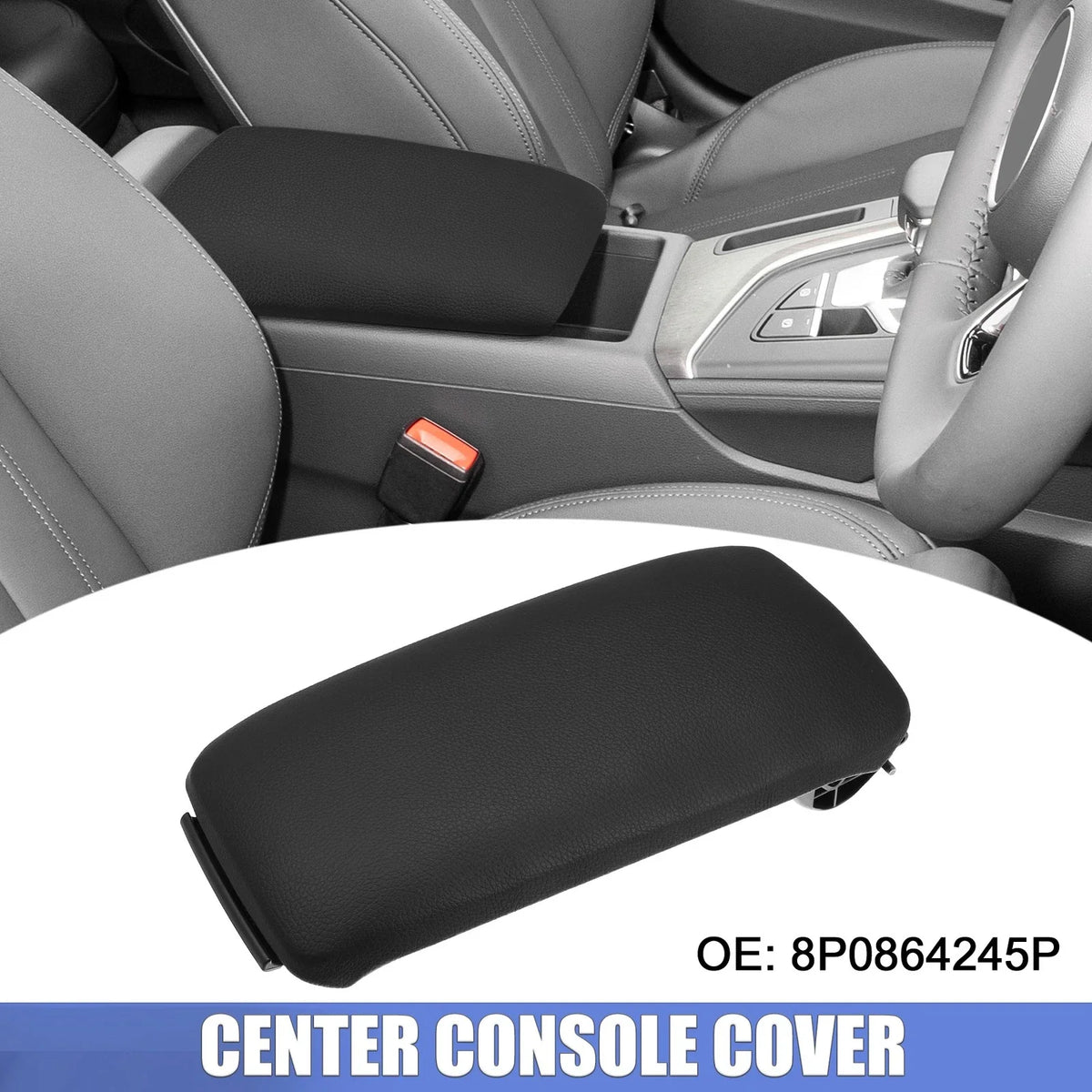 Center Console Cover Lid 8P0864245P for Audi A3 (2003–2012) Armrest Pad Black