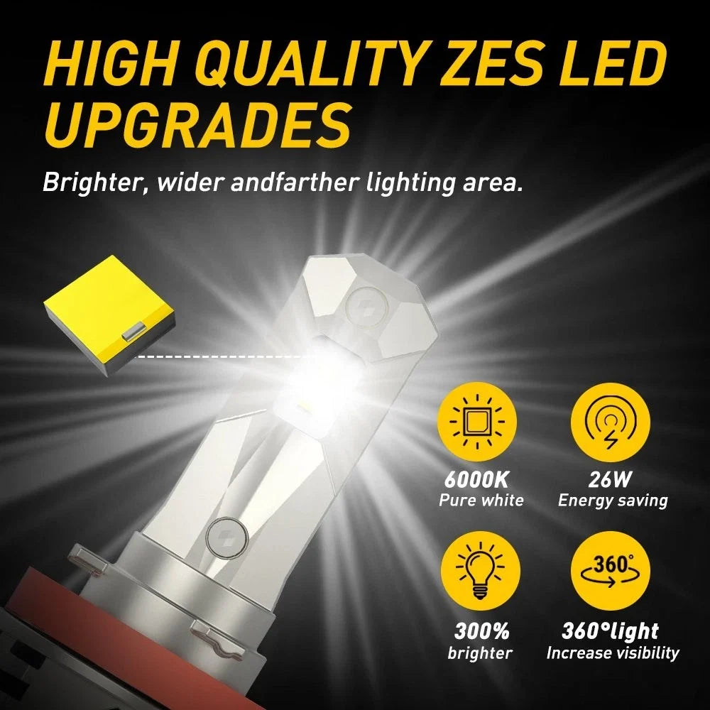 4X LED Headlight Bulbs Conversion Kit H8 H9 H11 for