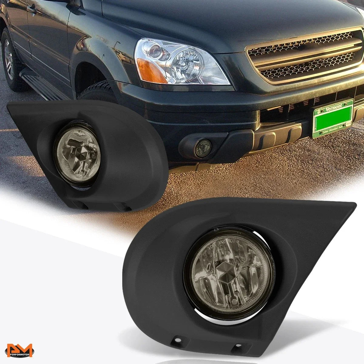 Fog Lights with Bezel for Honda Pilot 2003-2005 - Smoke Lens