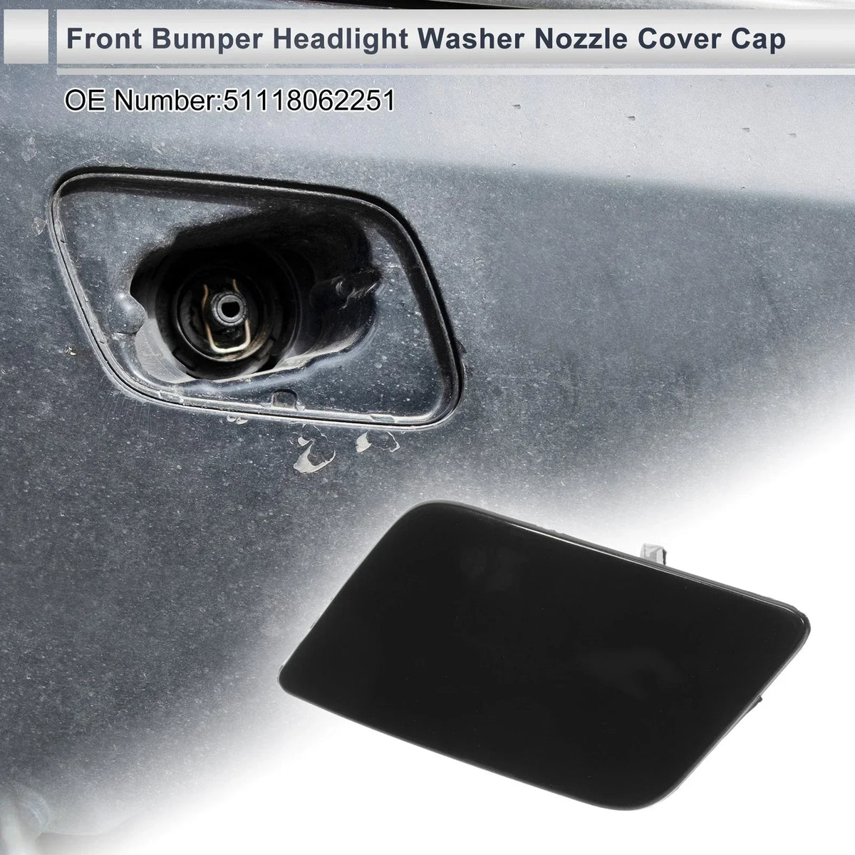 Black Front Left Washer Nozzle Cover for BMW 335i GT xDrive