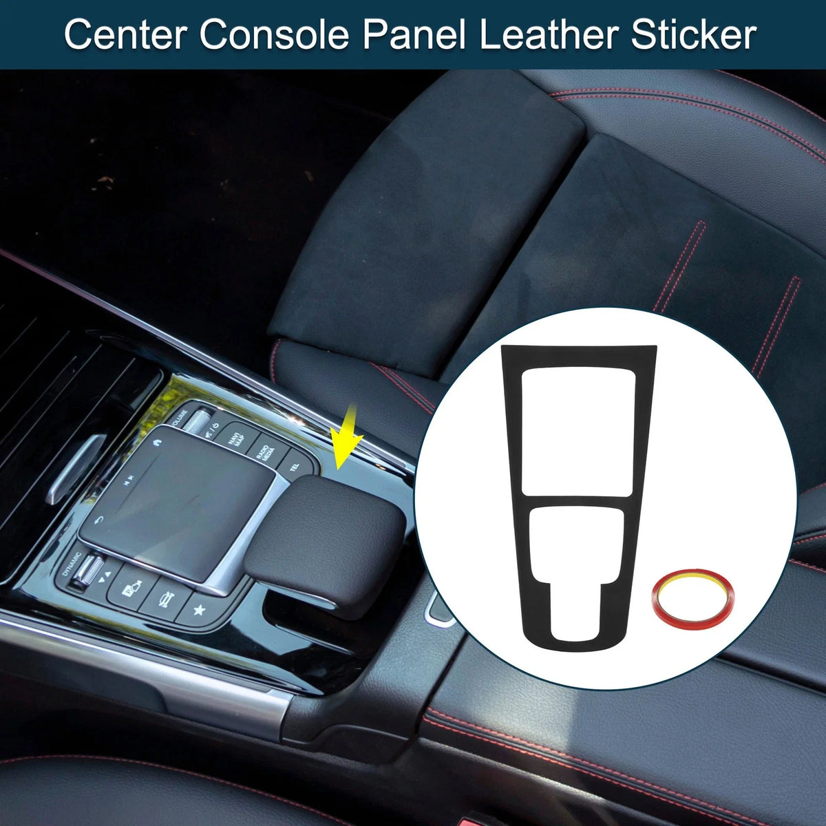 Center Console Panel Sticker for Mercedes-Benz GLA / GLB / EQA (2020–2023) Matte Black