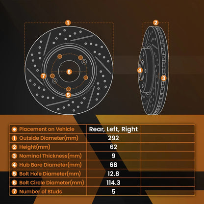 Drilled & Slotted Brake Disc for Nissan Altima 2002-2025