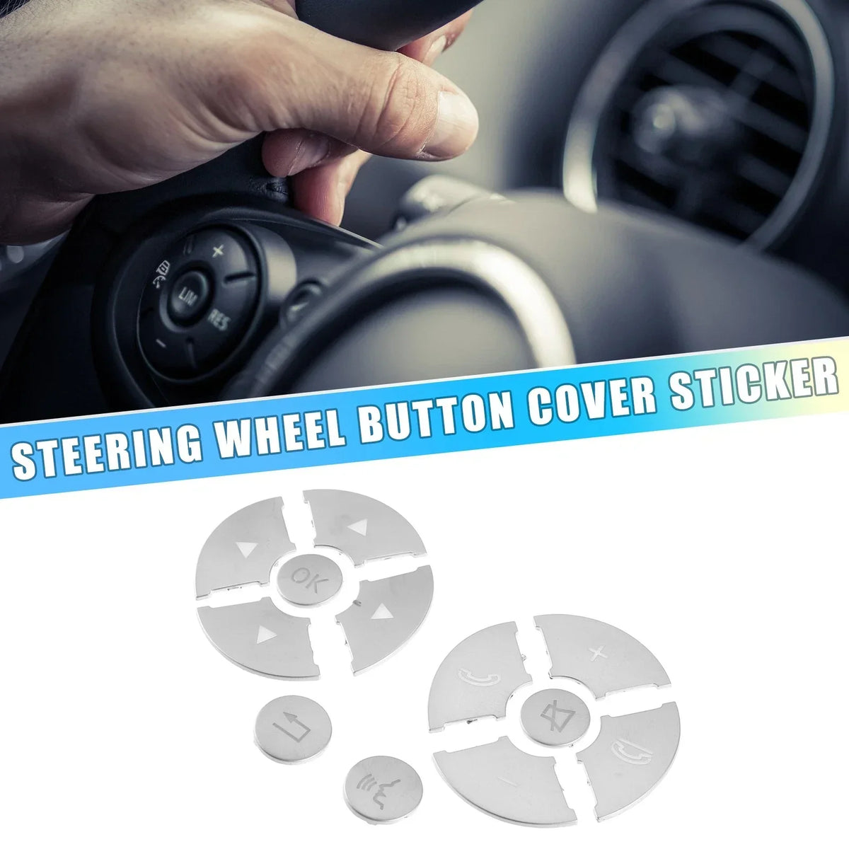 ABS Silver Tone Steering Wheel Button Covers for Mercedes-Benz - 12 Pieces