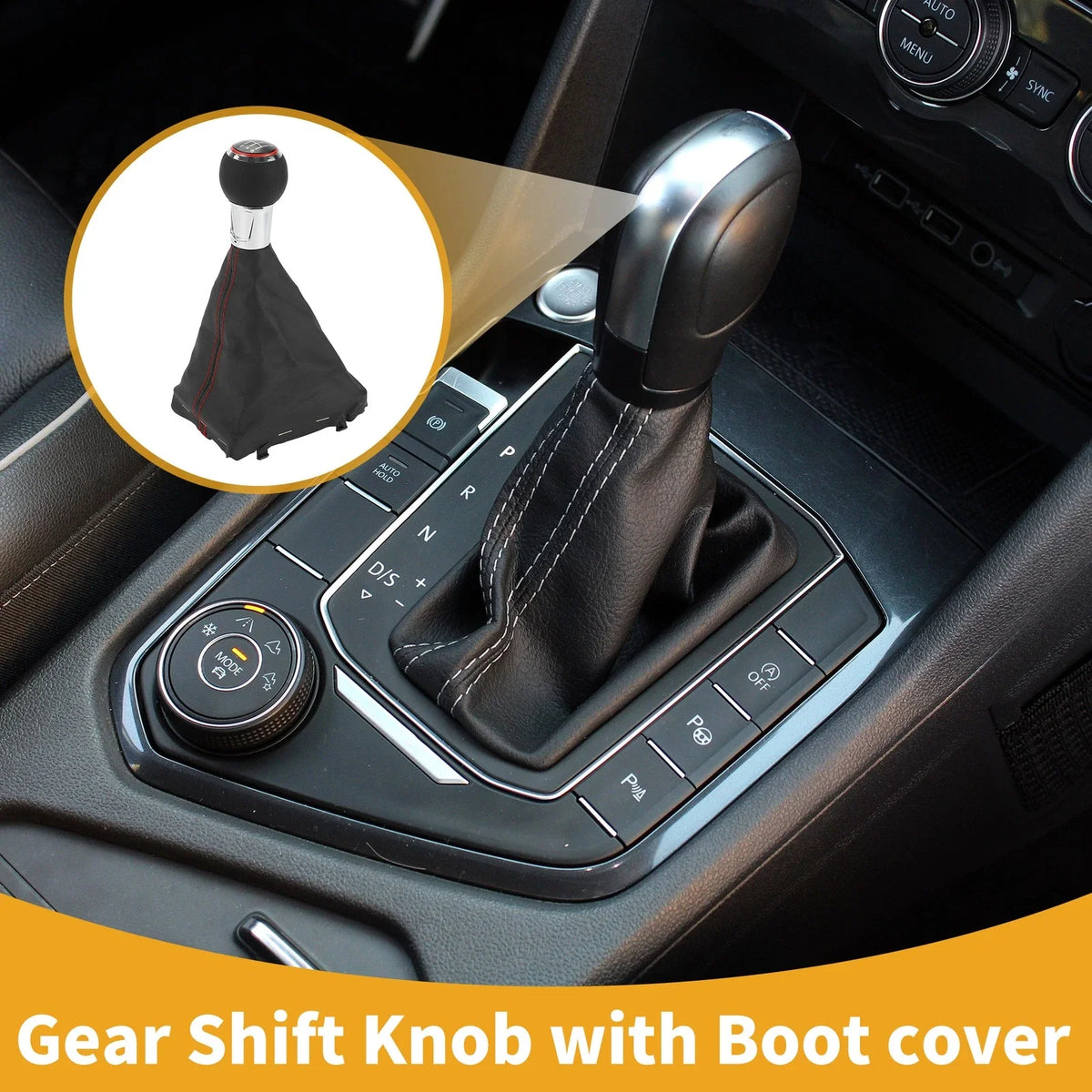 6 Speed Gear Shift Knob with Boot for Audi A3 (2008–2013) Faux Leather