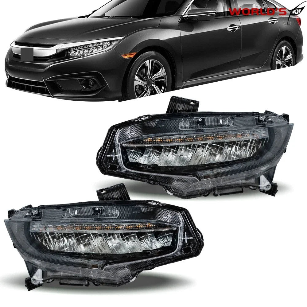 Full LED Headlight Replacement for Honda Civic (2016–2021) Clear Chrome