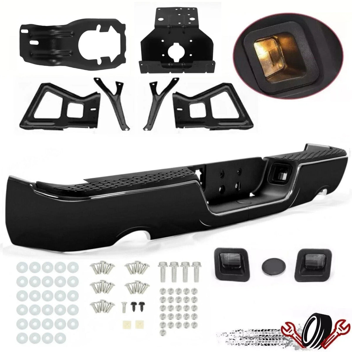 Rear Step Bumper for Dodge RAM 1500 (2009–2018) Gloss Black