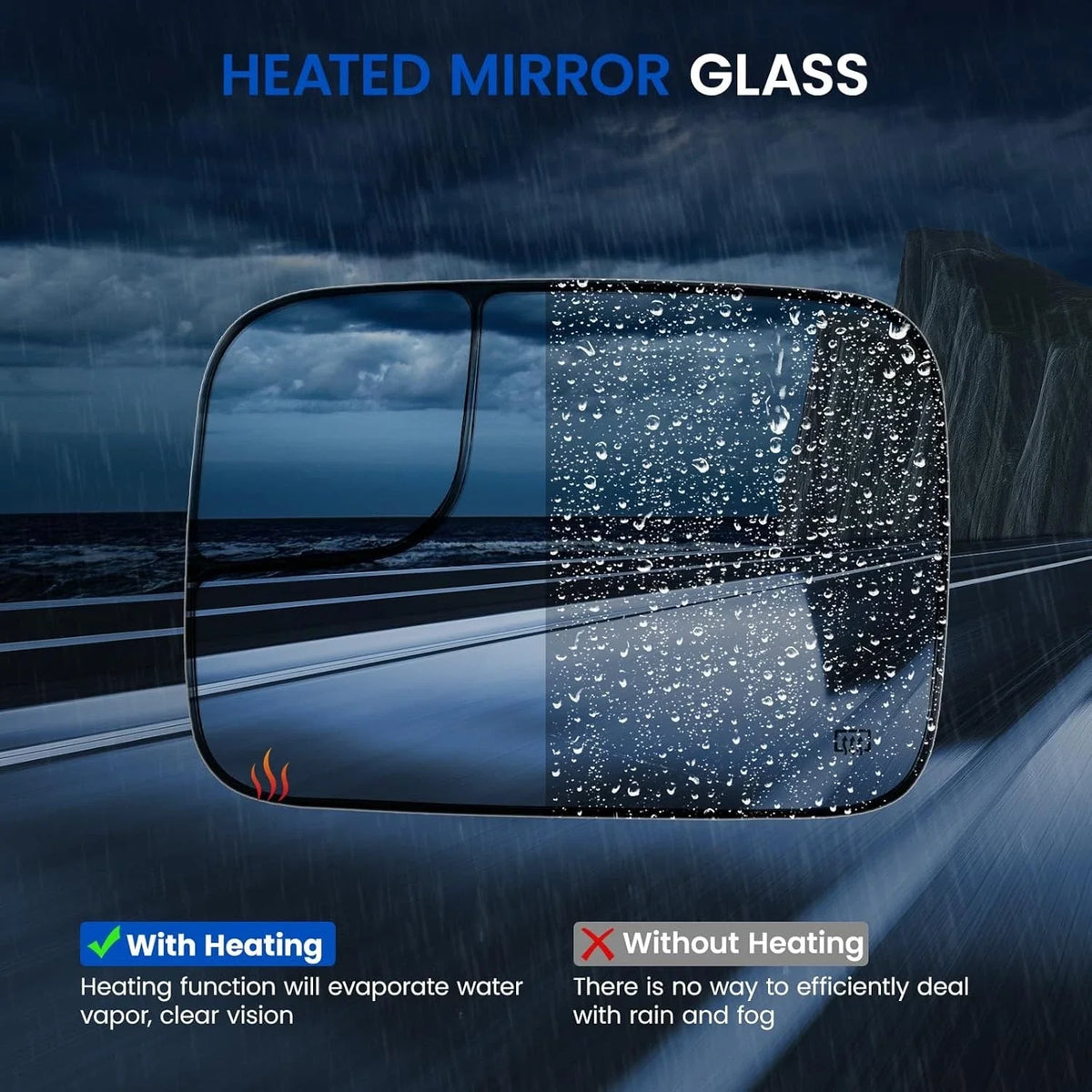 Left Side Heated Tow Mirror Glass for 2005-2009 Dodge Ram 1500