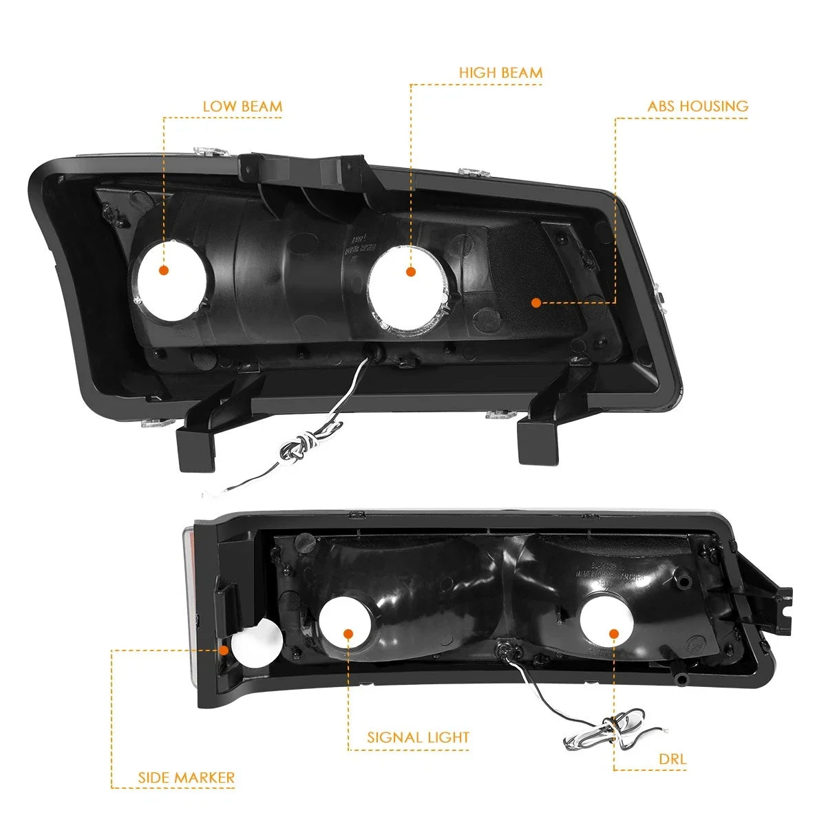 2003-2007 Chevy Avalanche Silverado LED DRL Chrome Headlights