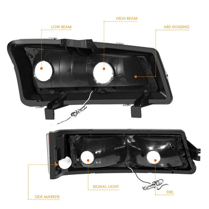 2003-2007 Chevy Avalanche Silverado LED DRL Chrome Headlights