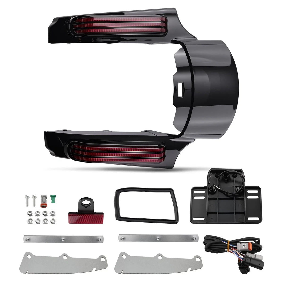 Black Rear Fender with LED Strip for Harley Touring (2014–2024)