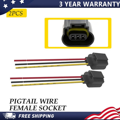Pigtail Connector Plug for H13 9008 Headlight Bulb Socket (2X)