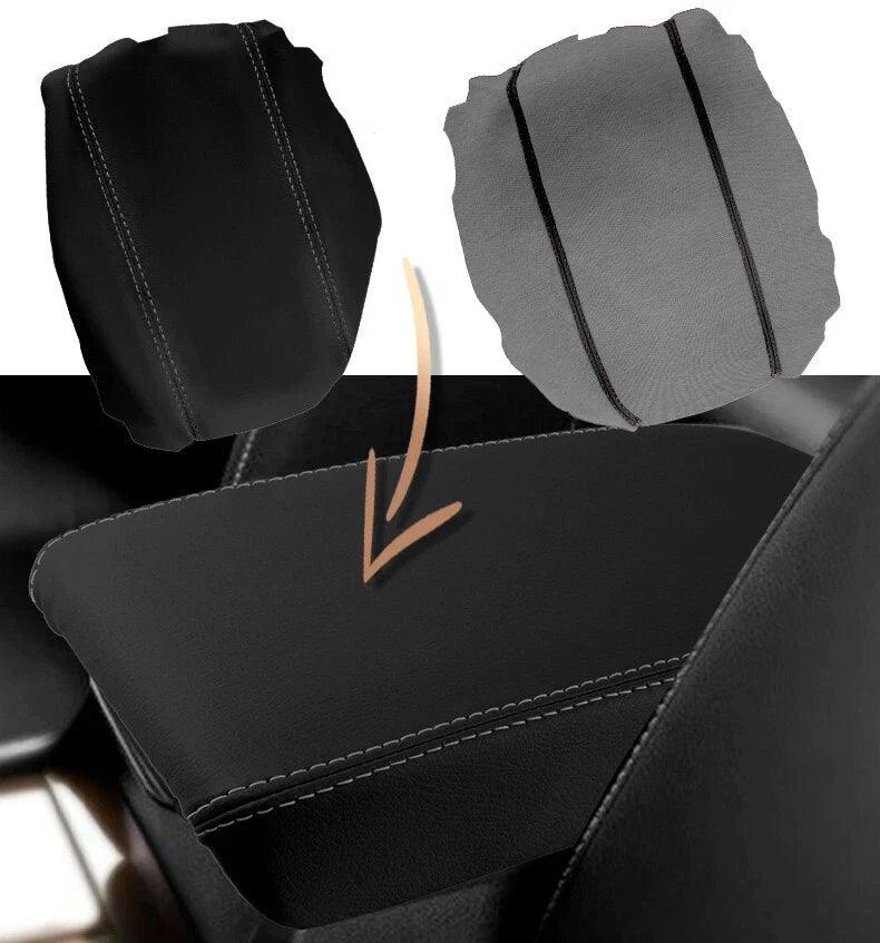 Leather Console Lid Armrest Cover for Acura TSX (2009–2014) Gray Stitch