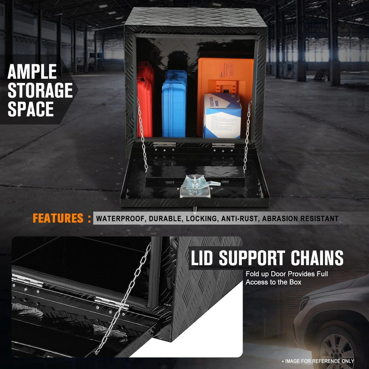 Truck Aluminum Tool Box with Over-Hanging Lip (18"x17.7"x18")