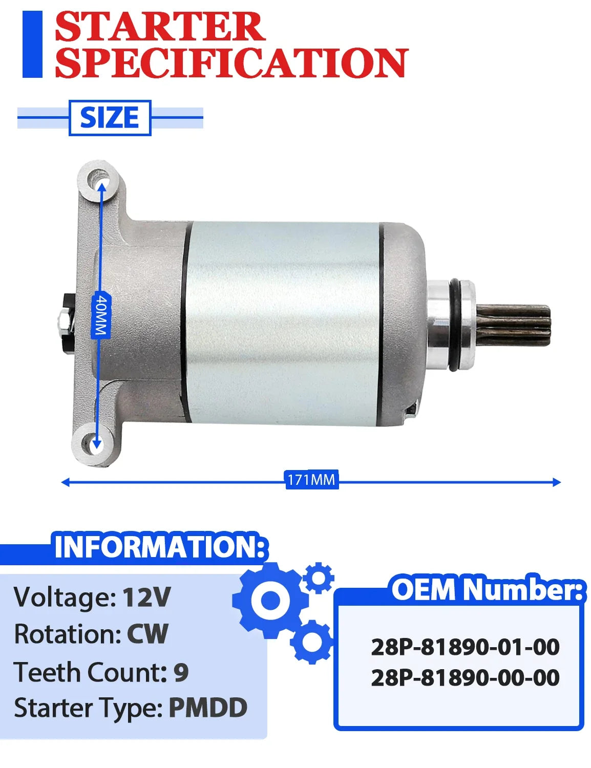 Starter for Yamaha Kodiak 700 (2016–2023) with Relay