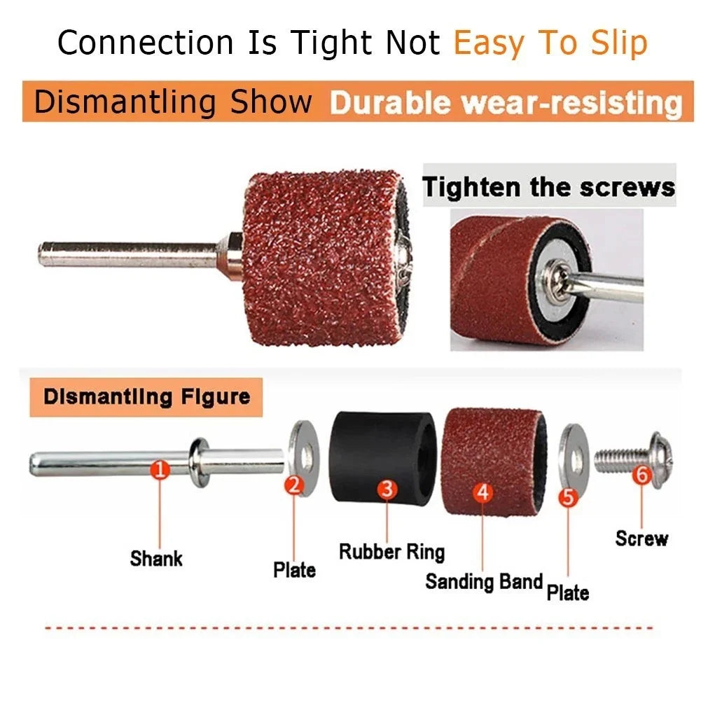 Set of 100 Drum Sanding Bands 320 Grit for Rotary Tool