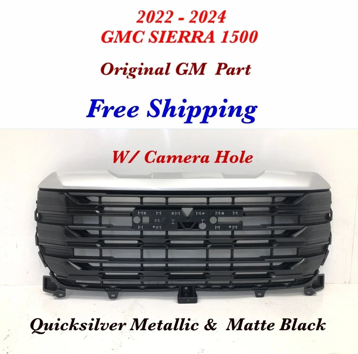 Upper Front Grille #63 Quicksilver Metallic for GMC Sierra 1500 2022-2024