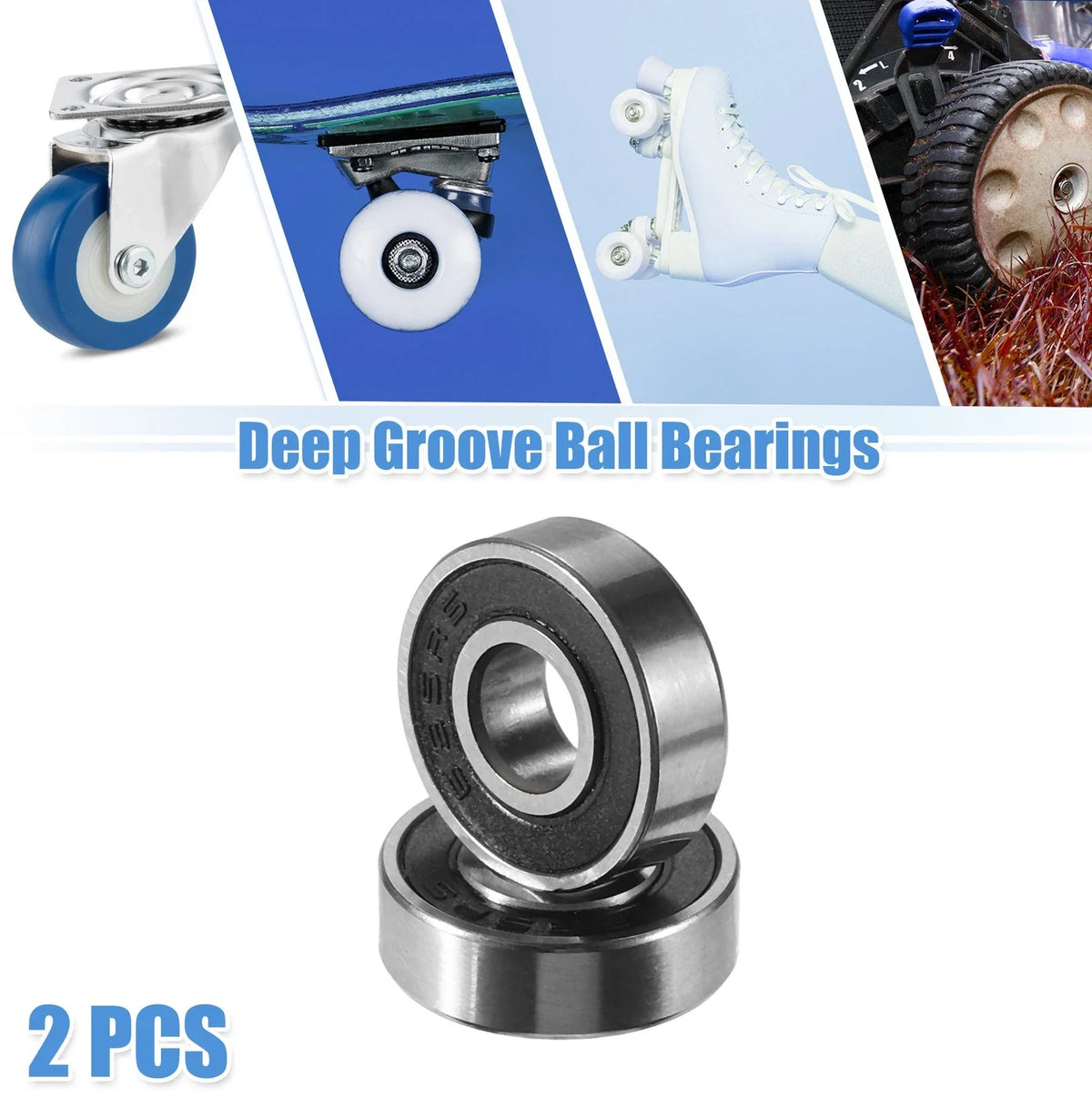 2 Pcs 695-2RS Deep Groove Ball Bearings for Auto (5x13x4mm)