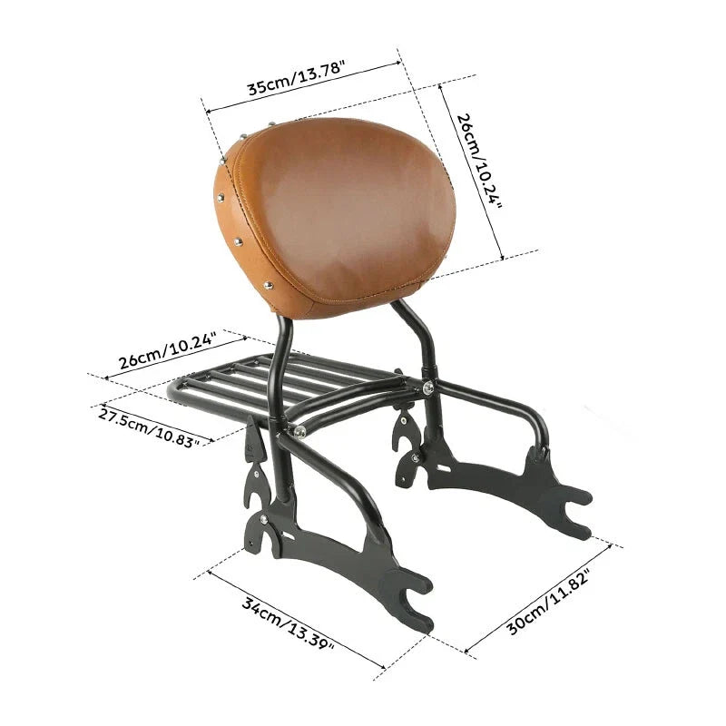 Backrest Sissy Bar Rack 12" & Mount Spools for Indian Chieftain 2017-2022