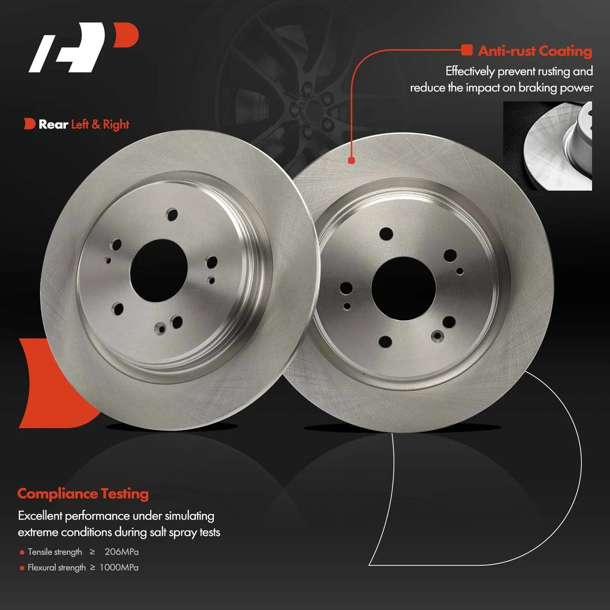 Disc Brake Rotors (Rear) for Acura TLX 2015-2020 & Honda CR-V 2017-2023
