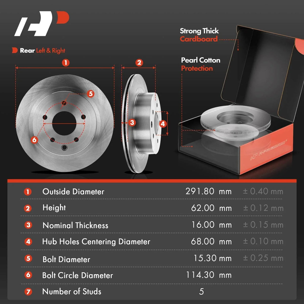 Disc Brake Rotor & Pad Set for 2014–2019 Nissan Rogue Sport