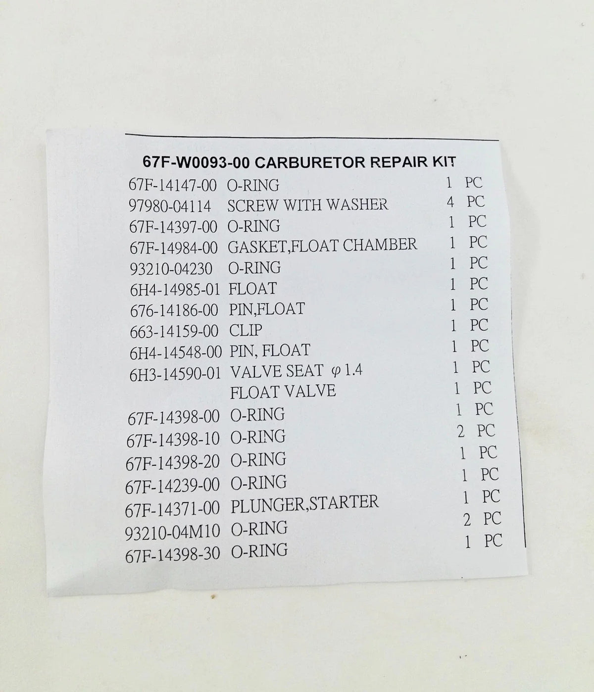 Carburetor Kit for Yamaha/Mariner/Mercury 75hp-100hp (67F-W0093-00-00)