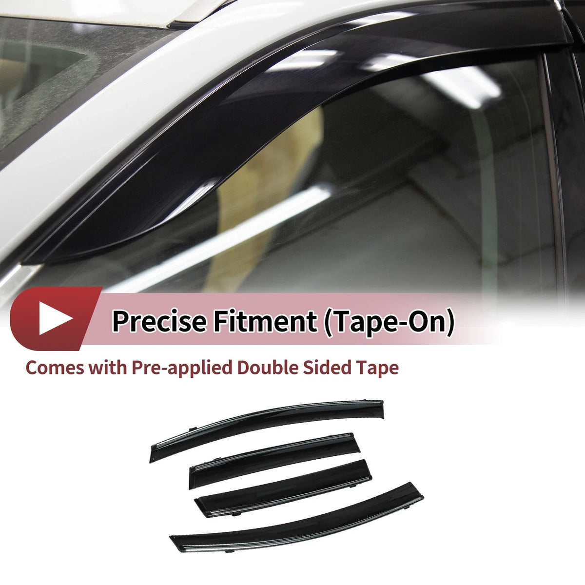 Set of 4 Window Deflectors for Honda Fit (2009–2014) - Black Vent Visors