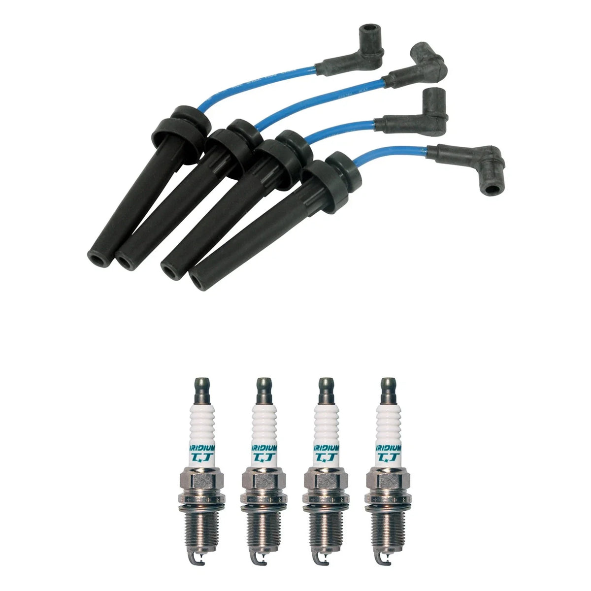 Set of 4 Denso Iridium Spark Plugs & NGK 7mm Wire Set for Caravan Eclipse Stratus