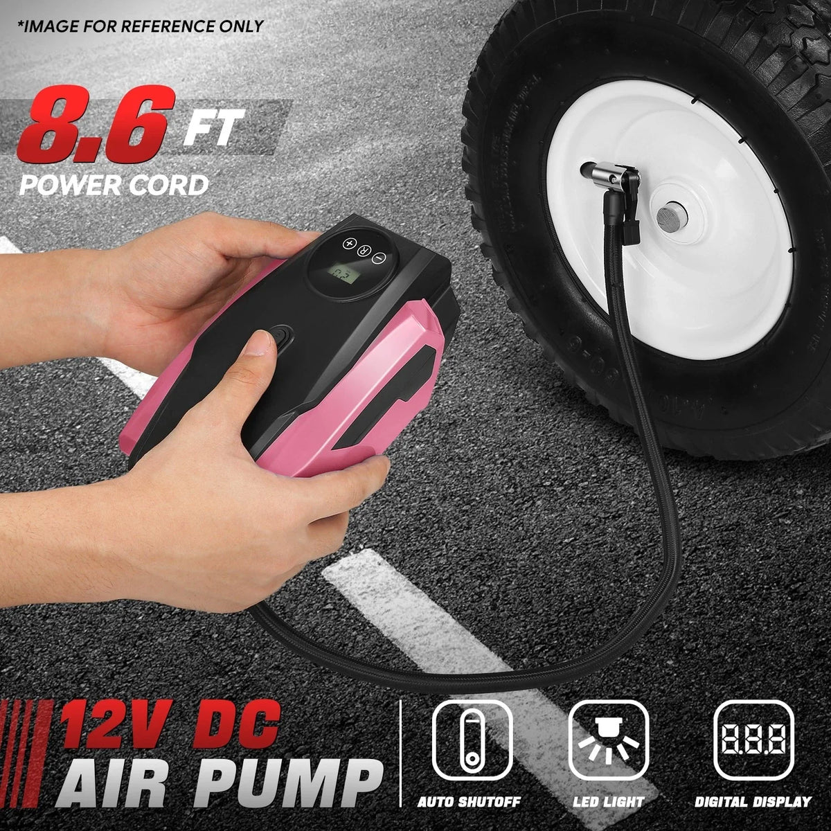 LED Tire Inflator for Universal Use (Portable, Auto Shut Off)