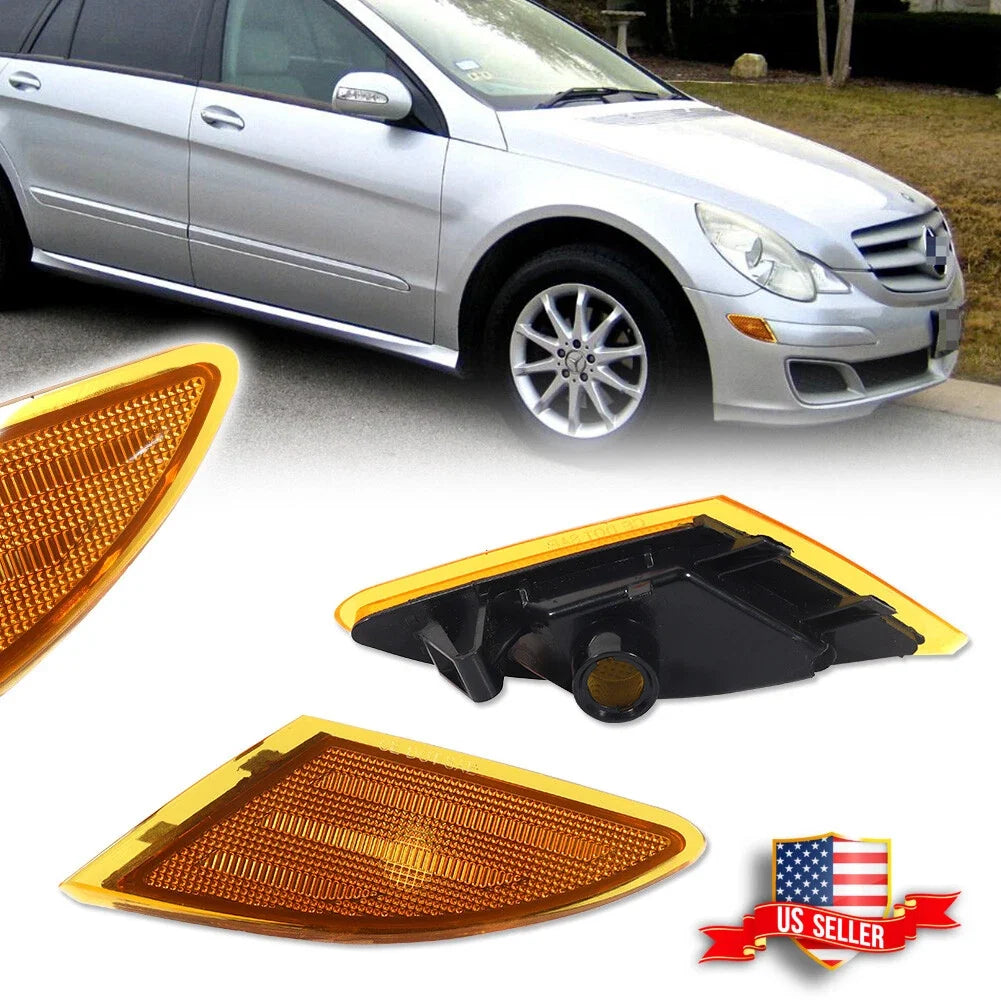 2X Amber Lens Front Side Marker Lights for Benz W251 R-Class (2006–2010)
