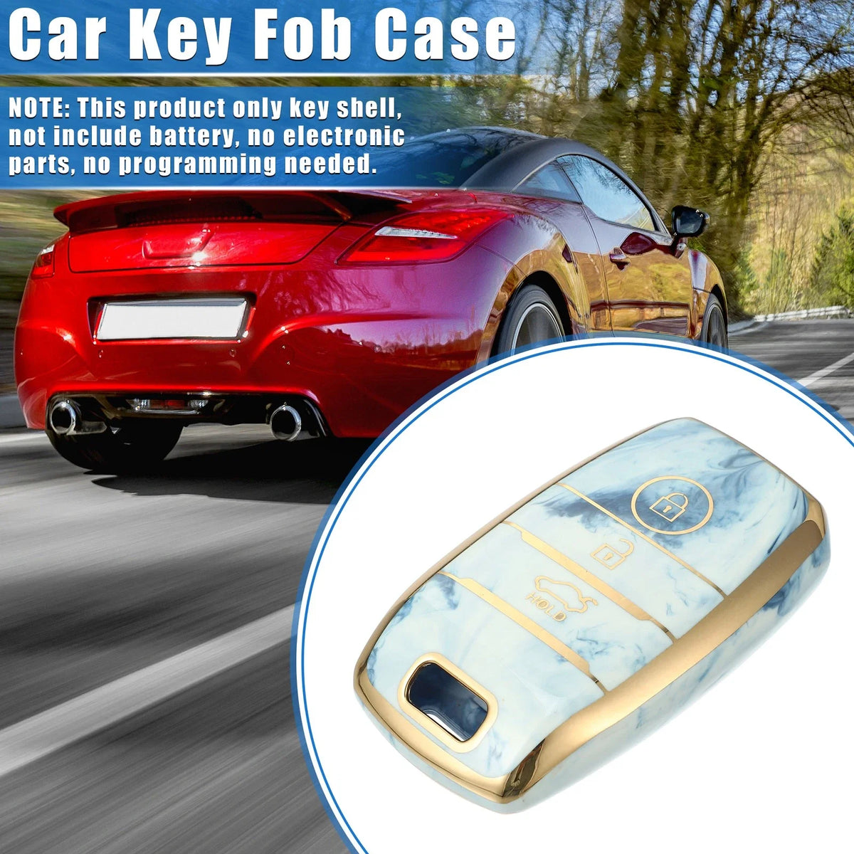 3X Remote Key Fob Cover Shell for Kia Optima Rio Sportage (TPU, Blue)