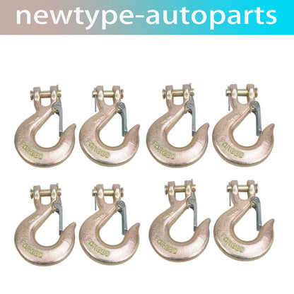Set of 8 Clevis Slip Hooks 3/8" for G70 - Heavy Duty & Safety Latch