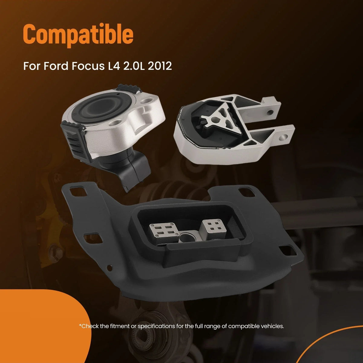 3Pcs Engine & Transmission Mount Kit for Ford Focus L4 2.0L 2012-2018