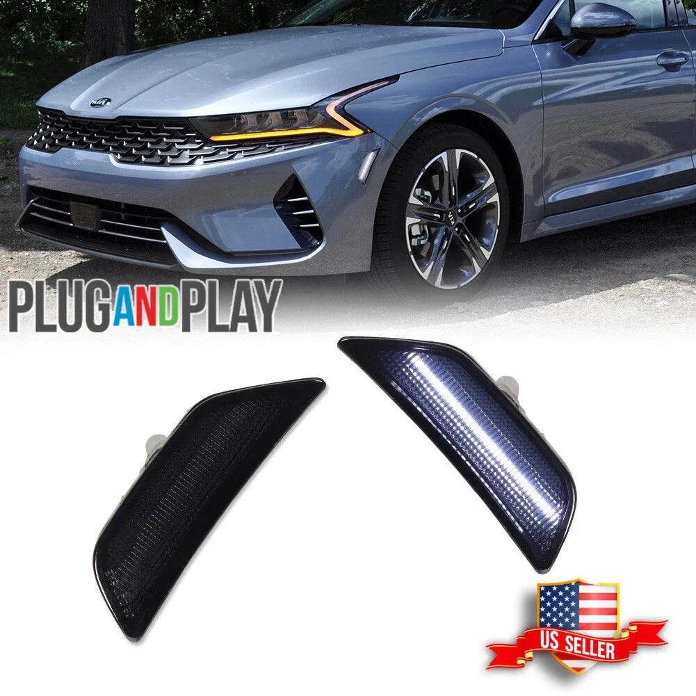 Smoked White LED Front Side Marker Lights for Kia K5 (2021–2024)