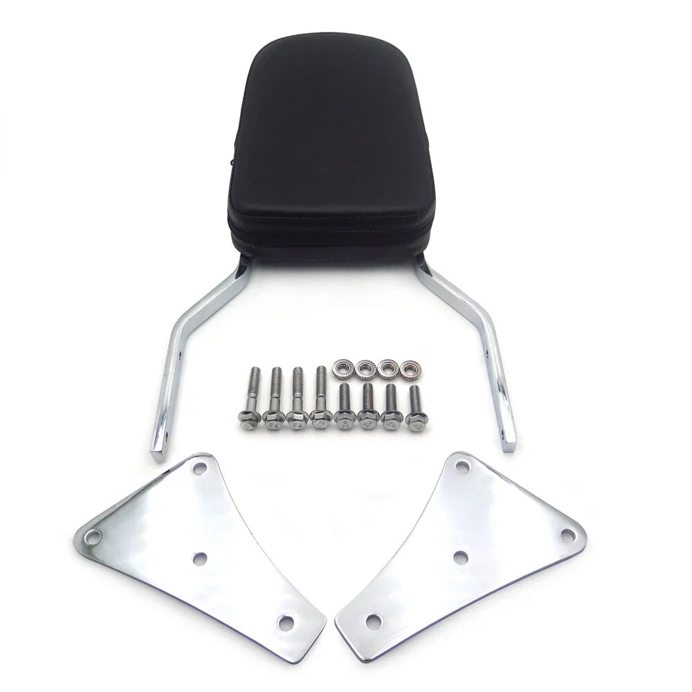 Sissy Bar Backrest with Chrome Flame & Leather Pad for Kawasaki Vulcan 1500