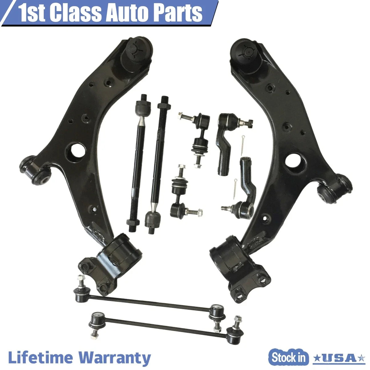 10pc Front Suspension Lower Control Arm Sway Bar for Mazda 3 (2004–2009)