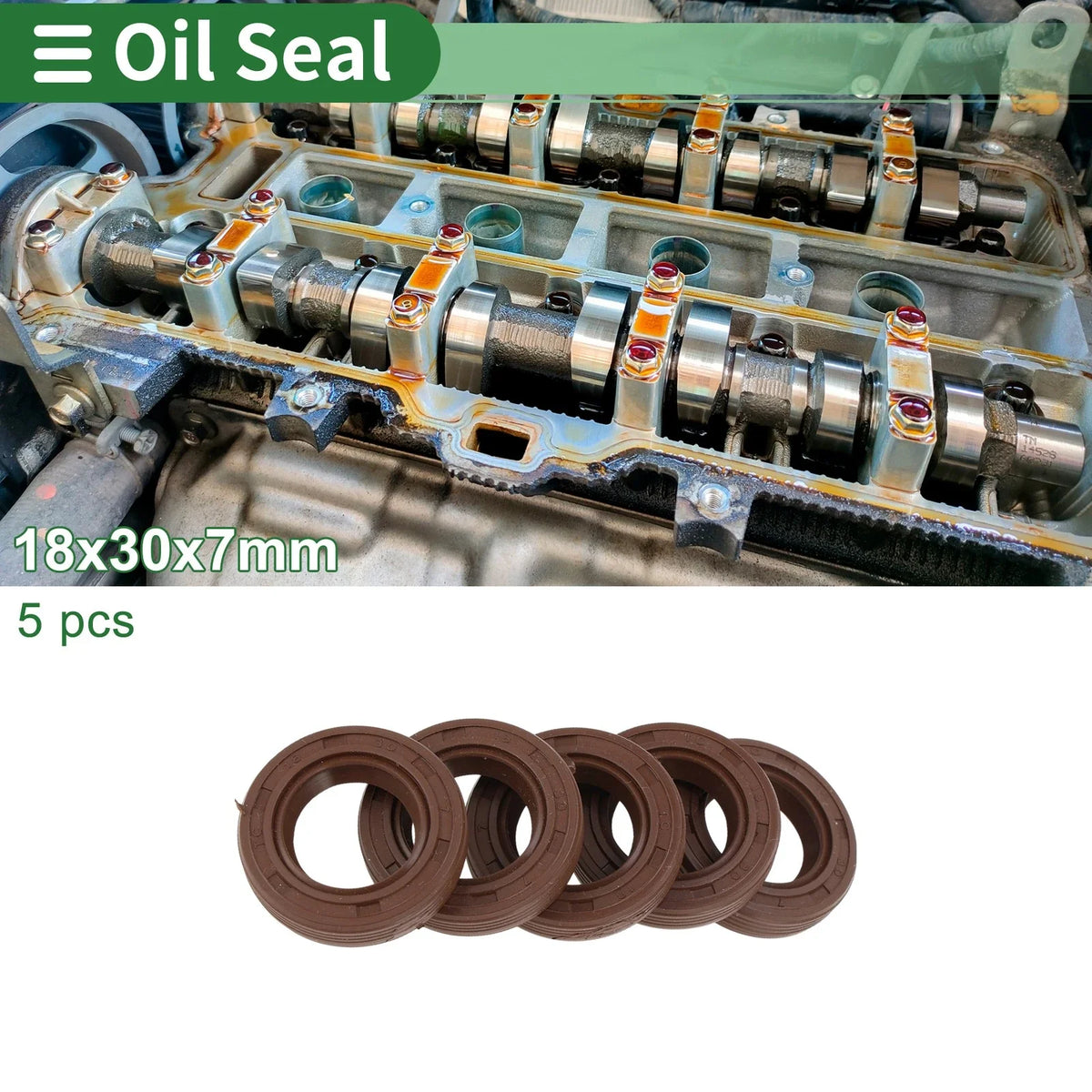 Oil Seal FKM Rubber 18x30x7mm for Various Models (5 Pcs)