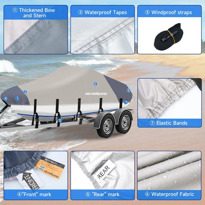 Boat Cover for V-Hull Speedboat (14ft, 15ft, 16ft) Waterproof