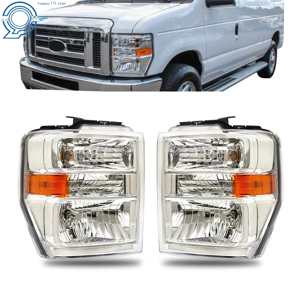 Headlight Pair for E150-E450 Ford Econoline (2008-2014)